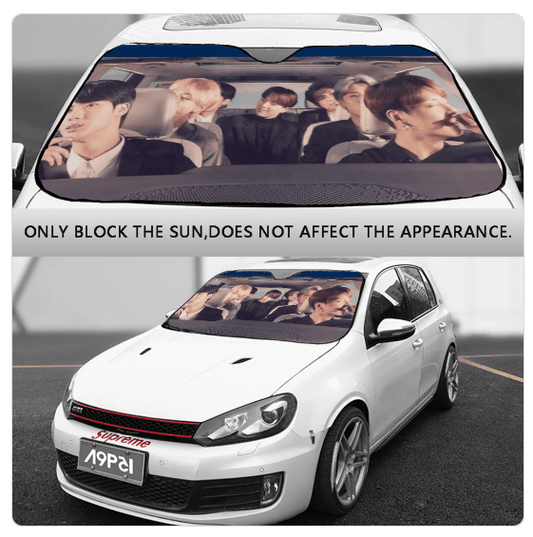 BTS Car Sun Shade - OT7 In the car driving - Ships Immediately! Large - 63.0"x36.0" - Beyond The Shoppe