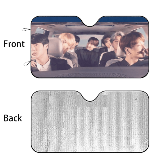 BTS Car Sun Shade - OT7 In the car driving - Ships Immediately! Large - 63.0"x36.0" - Beyond The Shoppe