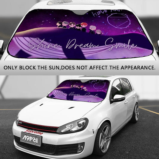BTS Car Sun Shade - Shine Dream Smile - Now in 3 sizes! BT21 Car Windshield Sun Shade - Gift for Bangtan Fan, Army Car Sunshade - K - Pop - Beyond The Shoppe