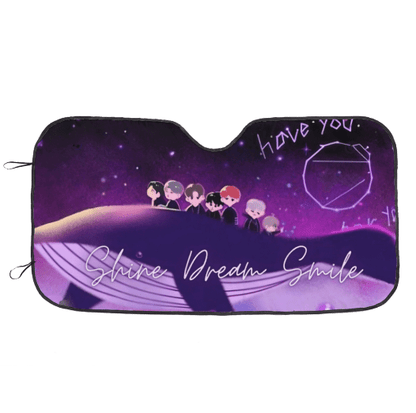 BTS Car Sun Shade - Shine Dream Smile - Ships Immediately! Size Small - 51.2"x 27.5" - Beyond The Shoppe