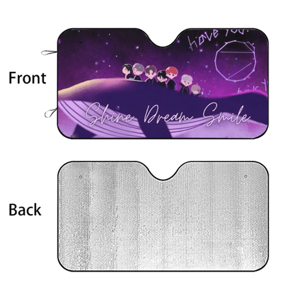 BTS Car Sun Shade - Shine Dream Smile - Ships Immediately! Size Small - 51.2"x 27.5" - Beyond The Shoppe
