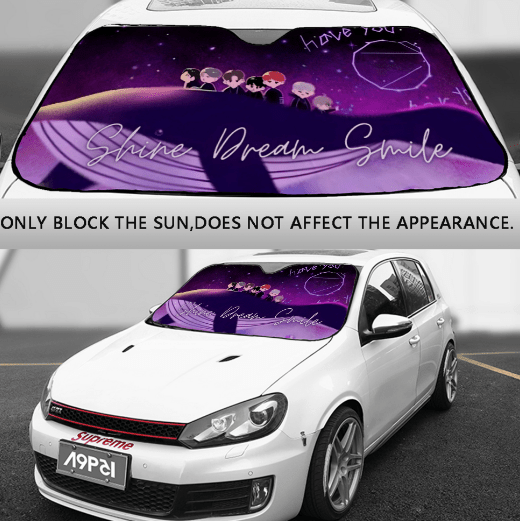 BTS Car Sun Shade - Shine Dream Smile - Ships Immediately! Size Small - 51.2"x 27.5" - Beyond The Shoppe