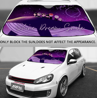 BTS Car Sun Shade - Shine Dream Smile - Ships Immediately! Size Small - 51.2"x 27.5" - Beyond The Shoppe