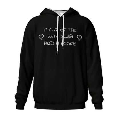 BTS Cup of Tae, With Suga And a Kookie Light weight Black Hoodie Sweatshirt with pockets – Fanmade K - pop Apparel - Beyond The Shoppe