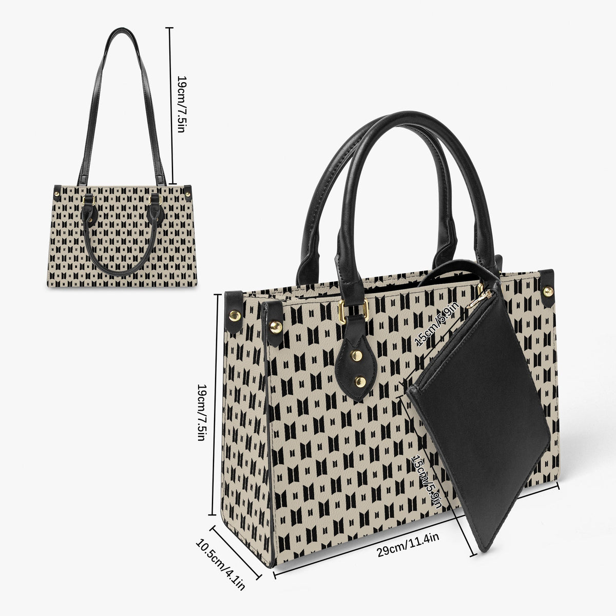 BTS Featured Tote Bag with long strap and inner matching black bag - Purse - handbag - clutch - Beyond The Shoppe