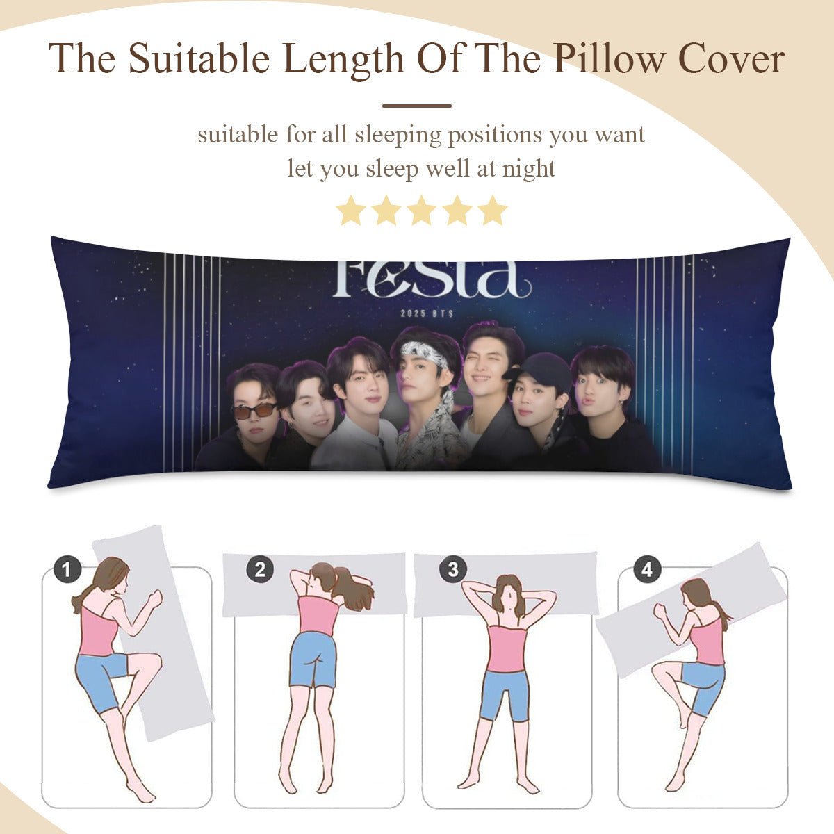 BTS Festa 2025 Commemorative Full Body Pillow Case – Double Sided - Beyond The Shoppe