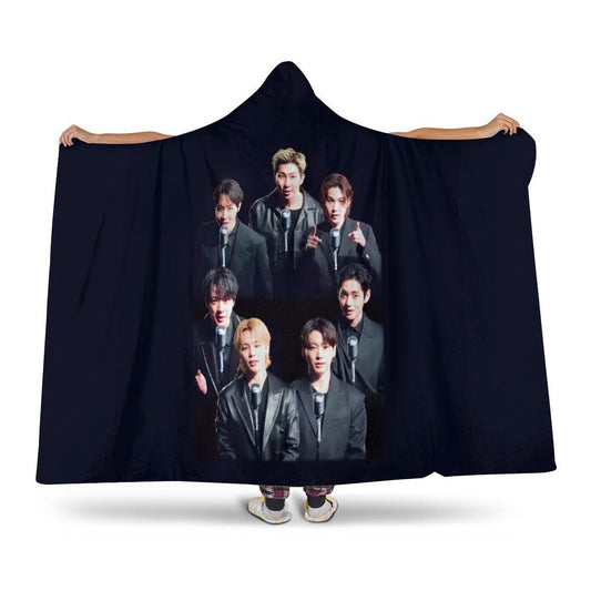 BTS Hooded Blanket – K-Pop Cozy Wearable Fleece Blanket - Beyond The Shoppe