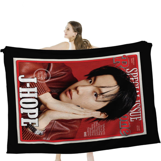 BTS J - Hope Rolling Stone Magazine cover - JHope Flannel Breathable Blanket 4 Sizes! Blanket Throw - Beyond The Shoppe