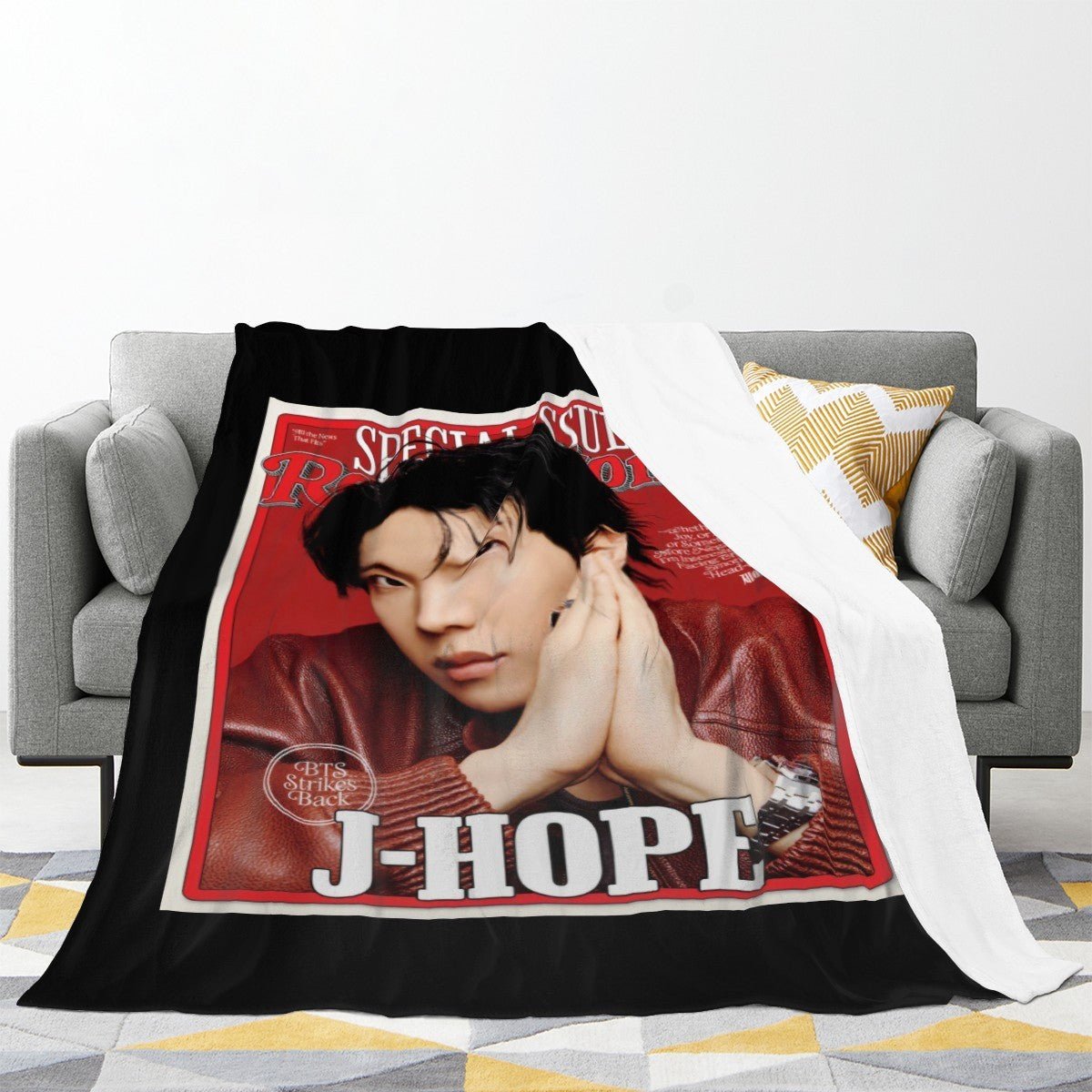 BTS J - Hope Rolling Stone Magazine cover - JHope Flannel Breathable Blanket 4 Sizes! Blanket Throw - Beyond The Shoppe