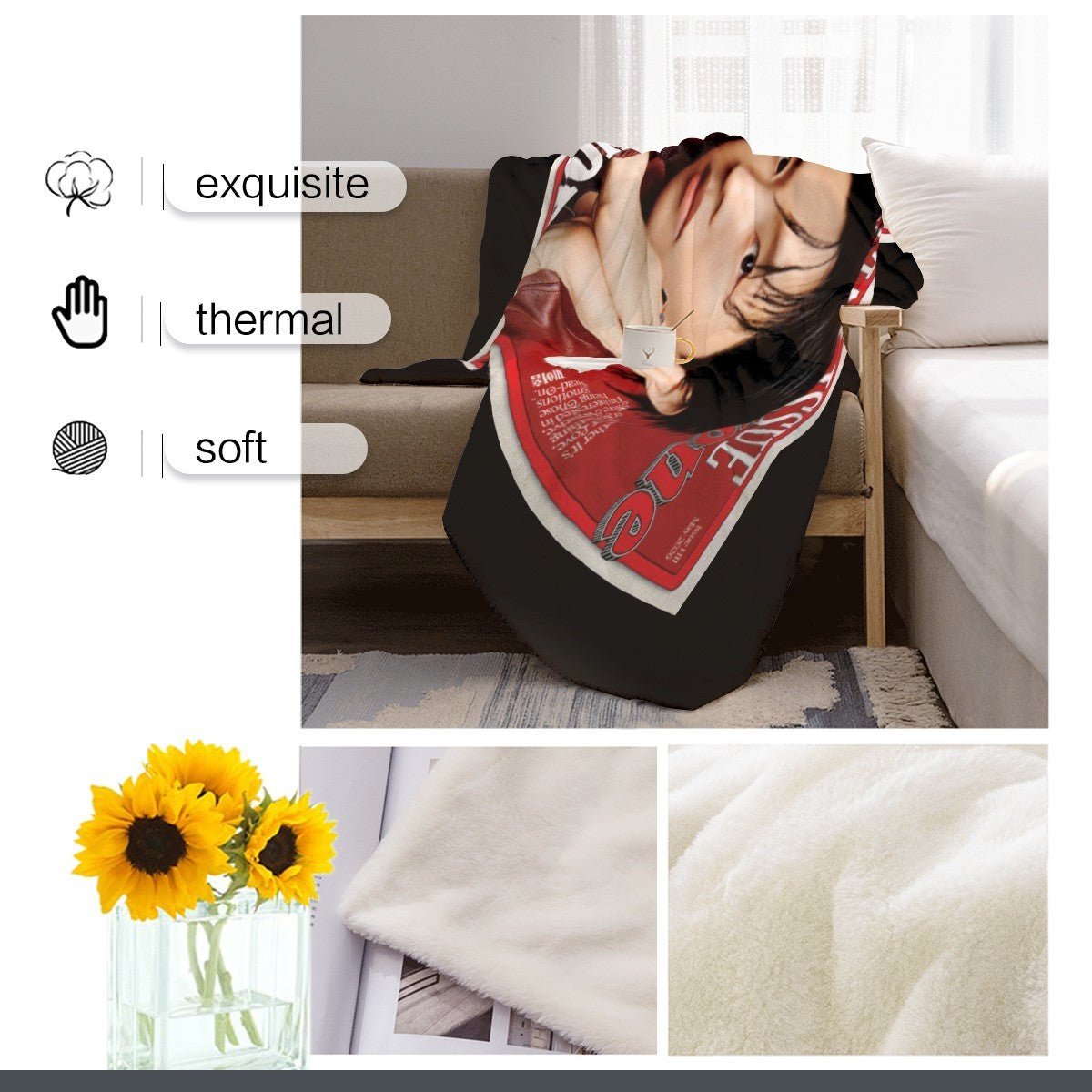 BTS J - Hope Rolling Stone Magazine cover - JHope Flannel Breathable Blanket 4 Sizes! Blanket Throw - Beyond The Shoppe