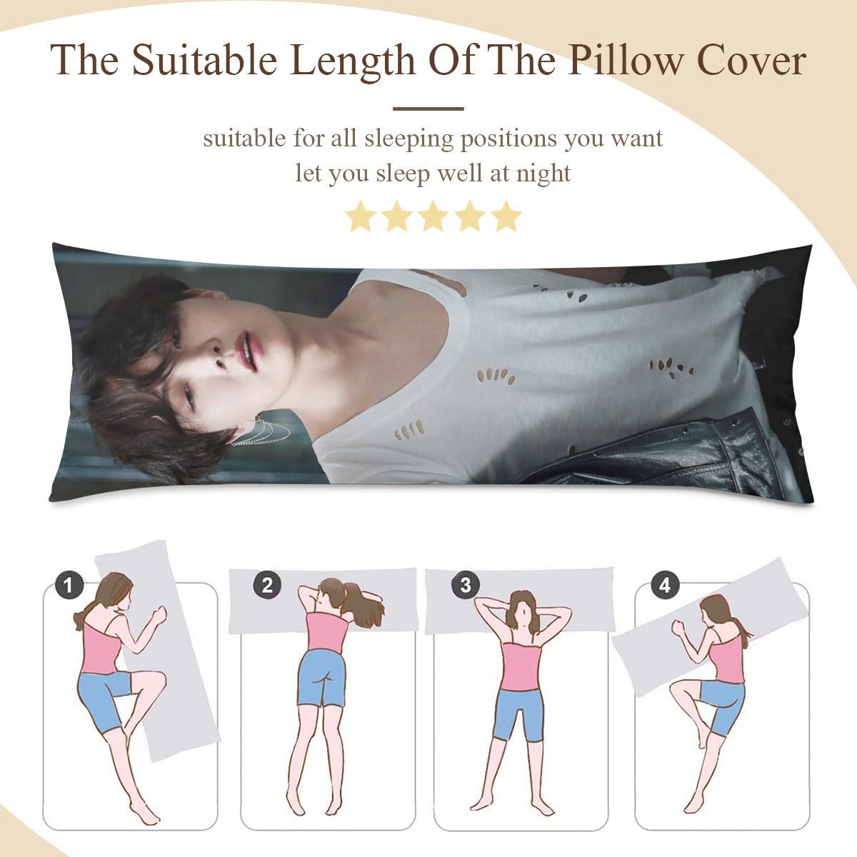 BTS Jhope Body Pillow Case - 3 Sizes - BTS J - Hope full size pillowcase - BTS J Hope double sided pillow case - Beyond The Shoppe
