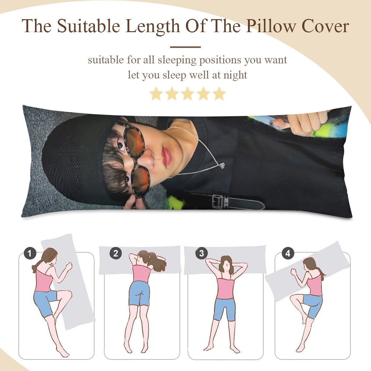 BTS Jhope Body Pillow Case - 3 Sizes - BTS J - Hope full size pillowcase - BTS J Hope double sided pillow case - Beyond The Shoppe