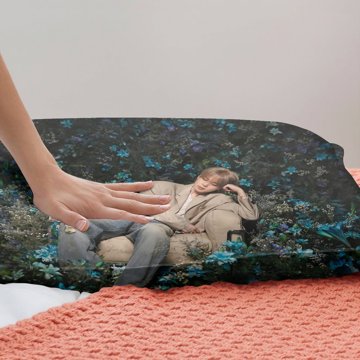 BTS Jimin Garden Photo Shoot Quilt Cover Four - Piece Set - Quilt cover, 2 Pillowcases and 1 Bed Sheet - ARMY bedroom decor! Blanket and sheet set - Beyond The Shoppe