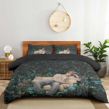 BTS Jimin Garden Photo Shoot Quilt Cover Four - Piece Set - Quilt cover, 2 Pillowcases and 1 Bed Sheet - ARMY bedroom decor! Blanket and sheet set - Beyond The Shoppe