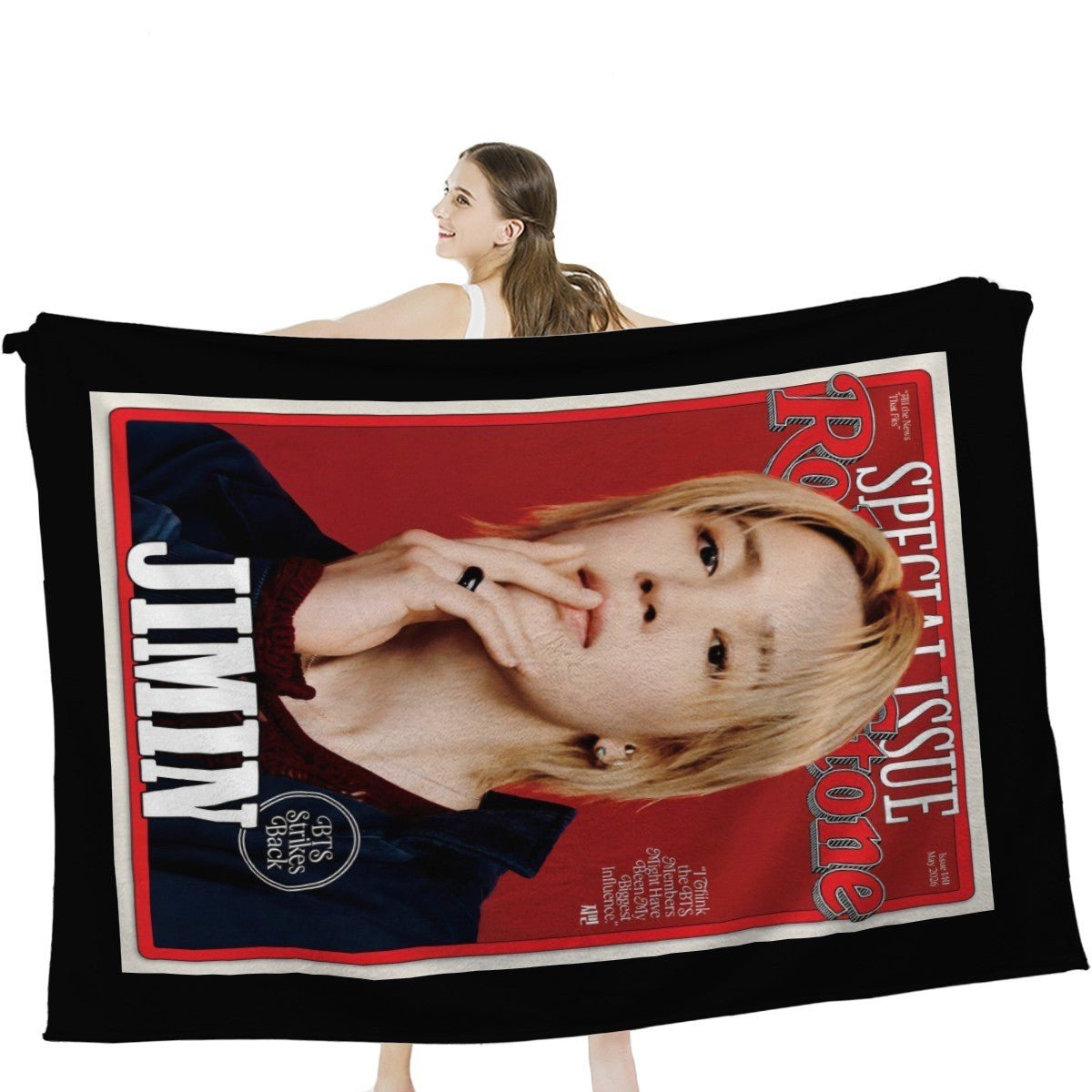 BTS Jimin Rolling Stone Magazine Cover Flannel Breathable Blanket 4 Sizes! Blanket Throw - Beyond The Shoppe