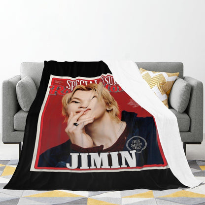 BTS Jimin Rolling Stone Magazine Cover Flannel Breathable Blanket 4 Sizes! Blanket Throw - Beyond The Shoppe