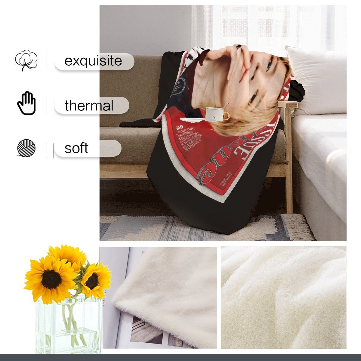 BTS Jimin Rolling Stone Magazine Cover Flannel Breathable Blanket 4 Sizes! Blanket Throw - Beyond The Shoppe