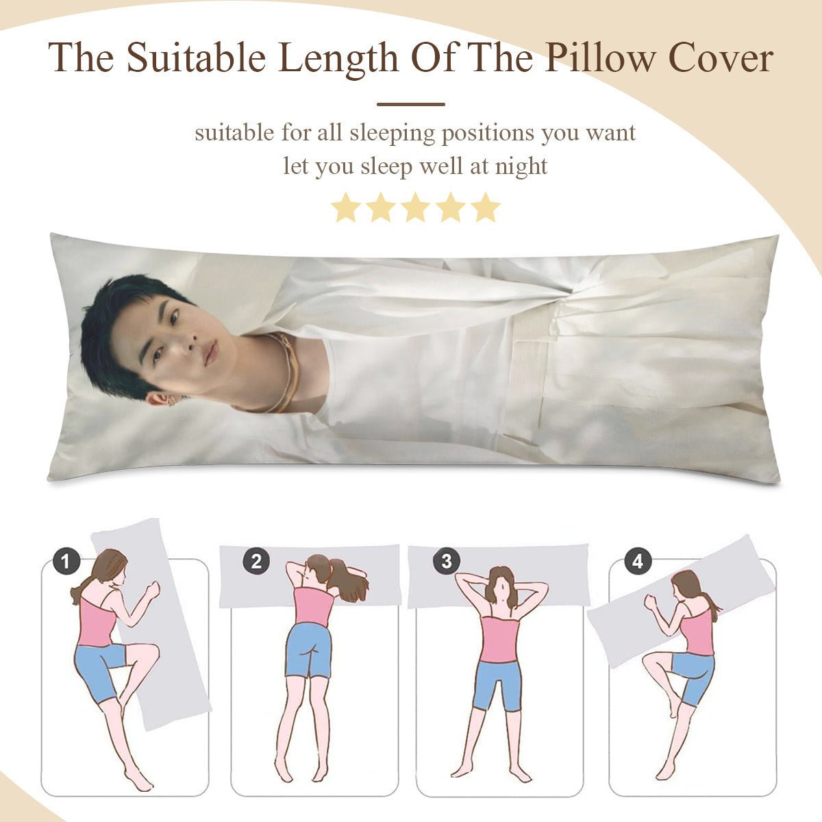 BTS Jin Body Pillow Case - 3 Sizes - BTS Jin full size double sided pillowcase - BTS World Wide Handsome pillow case - Beyond The Shoppe