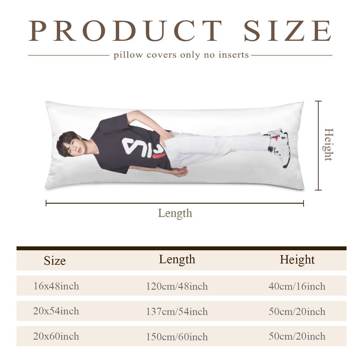 BTS Jin Body Pillow Case - 3 Sizes - BTS Jin full size pillow case - BTS World Wide Handsome double sided pillowcase - Beyond The Shoppe