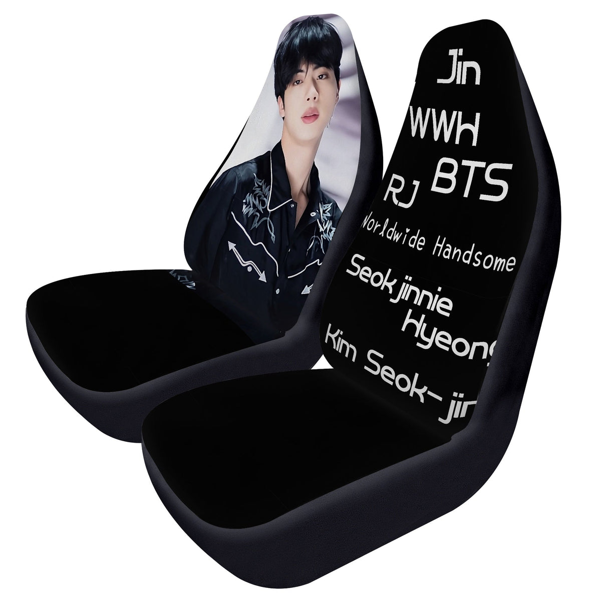 BTS Jin Car Seat Microfiber Covers - Set of 2 - BTS car seat covers - Bangtan army car accessories - ARMY gift - Beyond The Shoppe