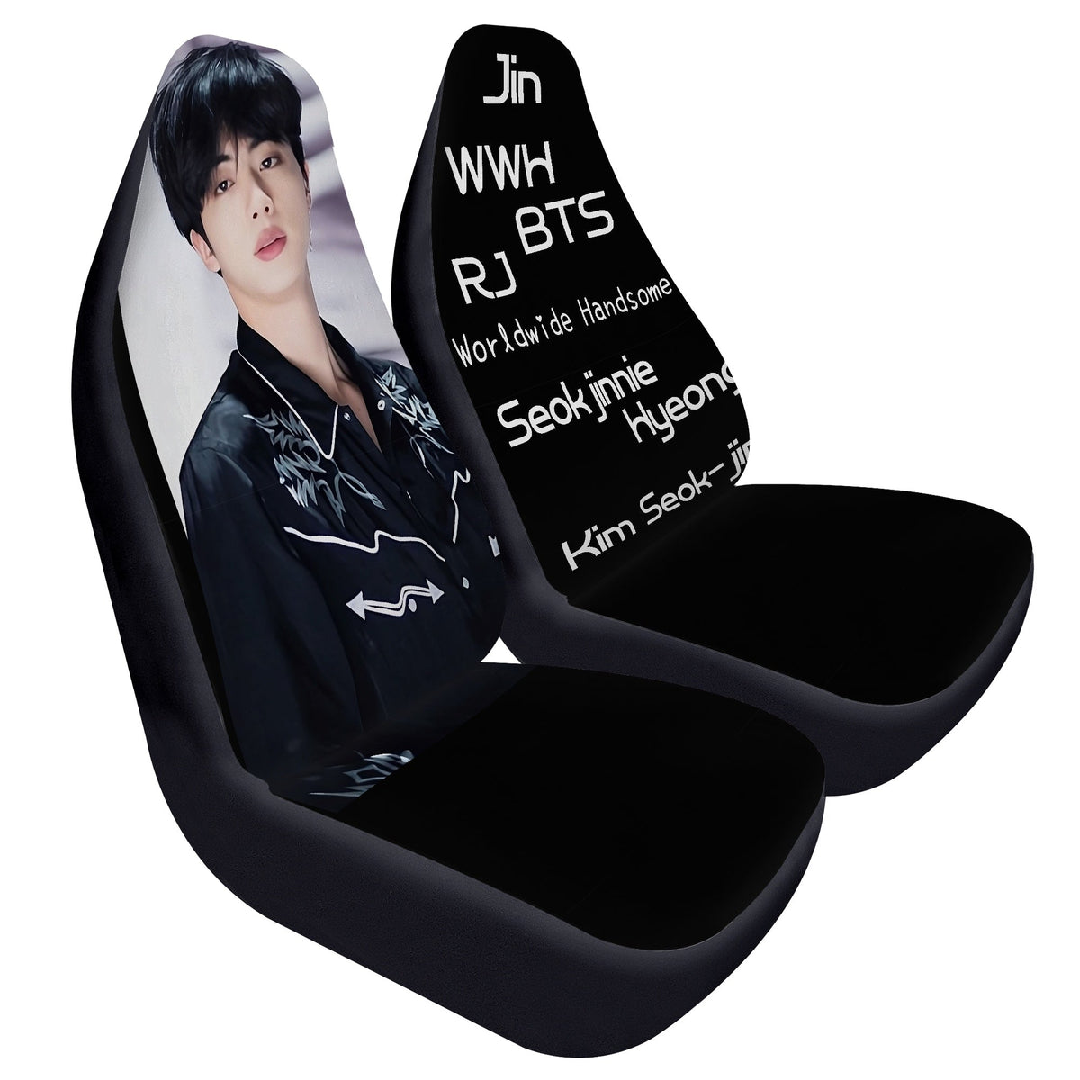 BTS Jin Car Seat Microfiber Covers - Set of 2 - BTS car seat covers - Bangtan army car accessories - ARMY gift - Beyond The Shoppe