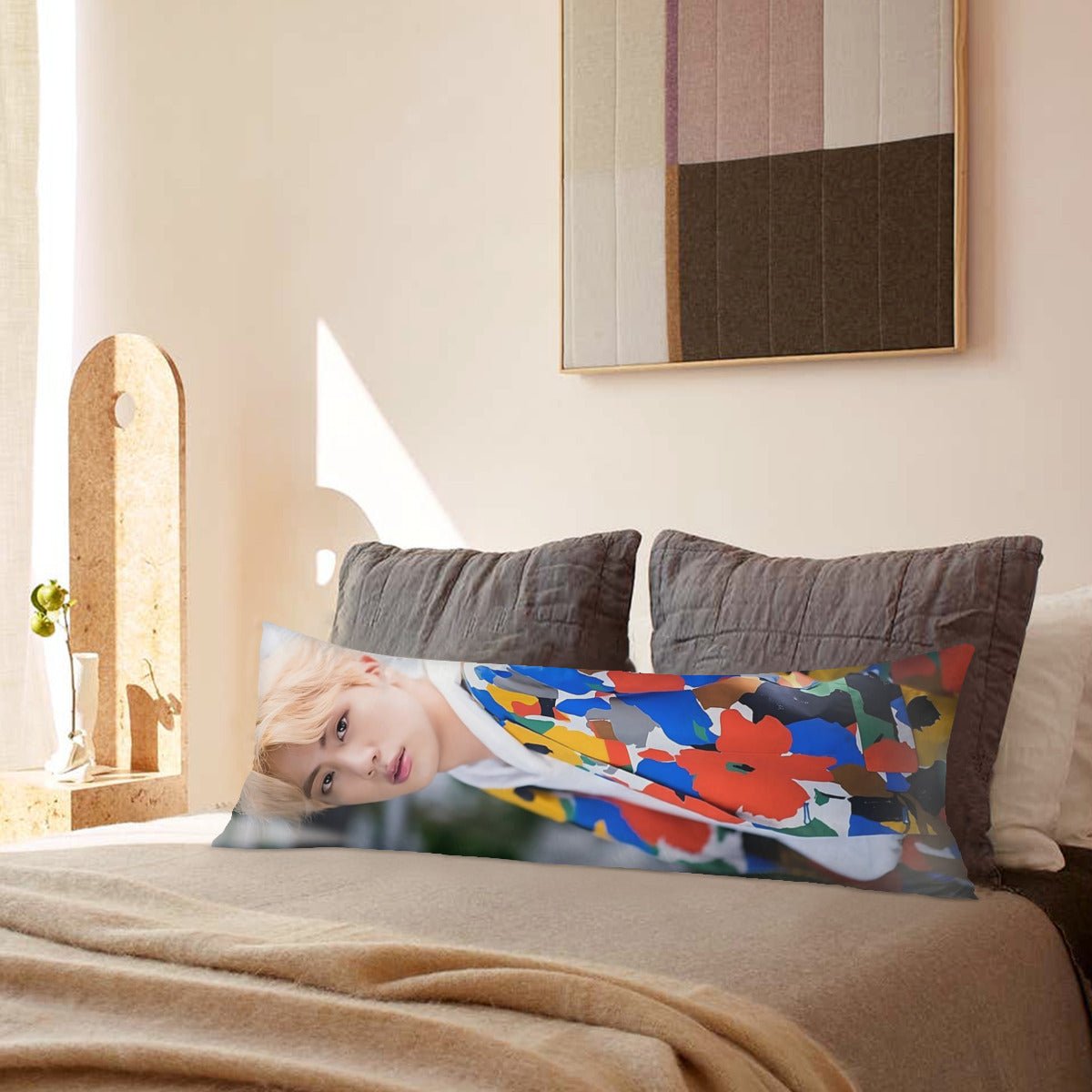 BTS Jin Full body pillow case - double sided in 3 sizes BTS Jin full size pillow case - BTS World Wide Handsome double sided pillowcase - Beyond The Shoppe