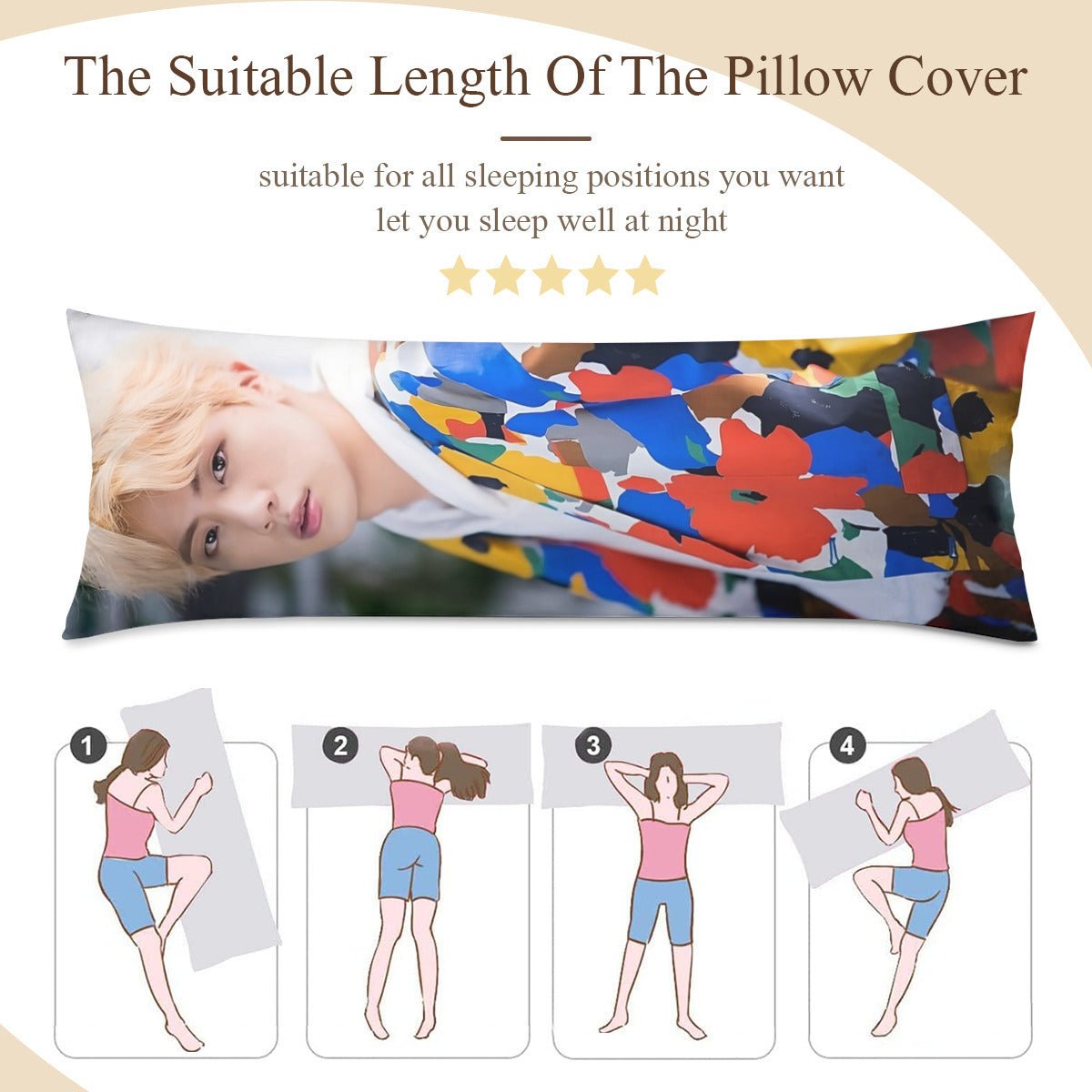 BTS Jin Full body pillow case - double sided in 3 sizes BTS Jin full size pillow case - BTS World Wide Handsome double sided pillowcase - Beyond The Shoppe