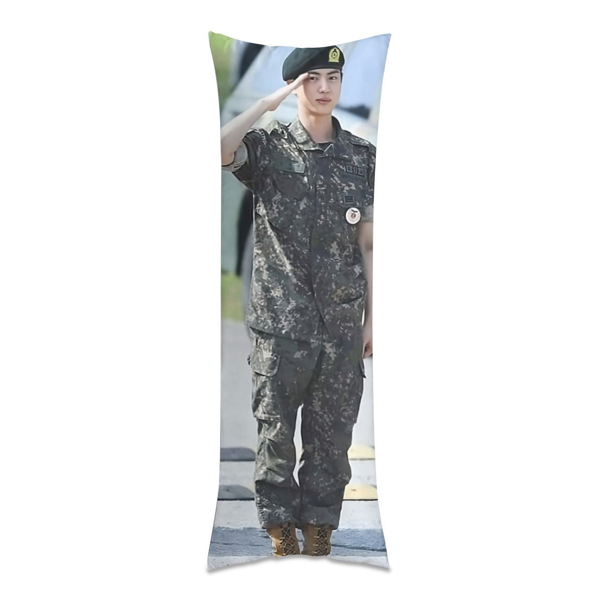 BTS Jin Military Discharge Body Pillow Case - 3 Sizes - BTS Jin full size double sided pillow case - BTS World Wide Handsome pillow case - Beyond The Shoppe