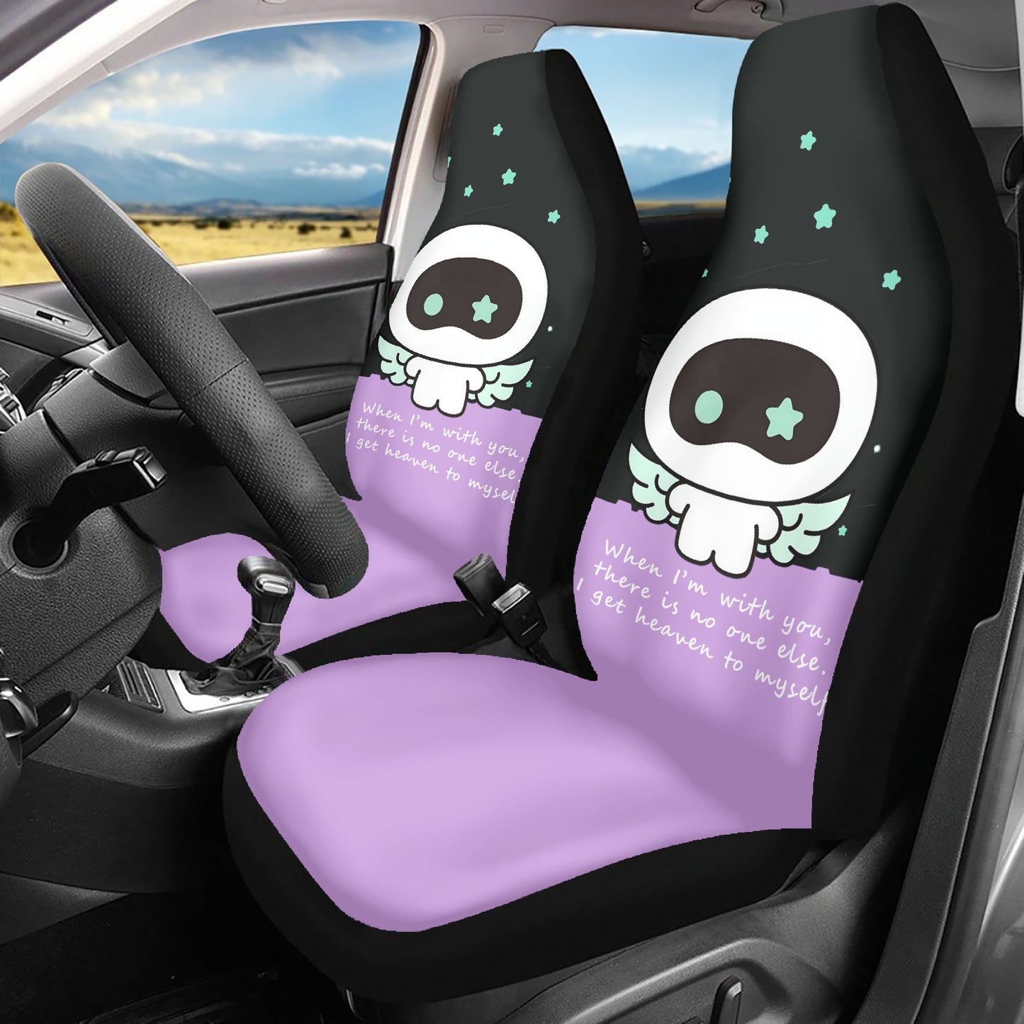 BTS Jin Wootteo Car Seat Microfiber Covers - Set of 3 (2 Front & 1 Rear) - When I'm with you - BTS car seat covers - Bangtan army car accessories - ARMY - Beyond The Shoppe