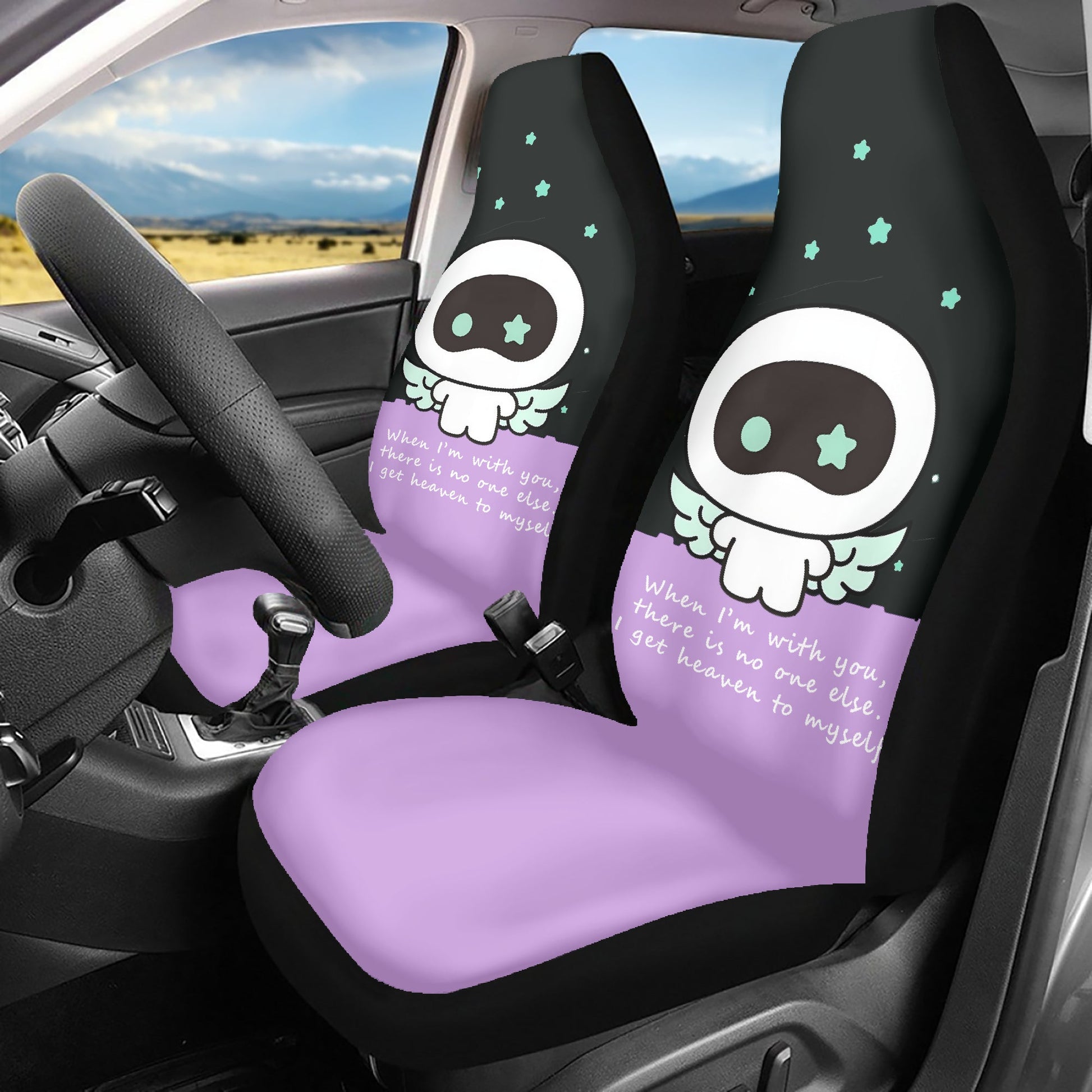 BTS Jin Wootteo Car Seat Microfiber Covers - Set of 3 (2 Front & 1 Rear) - When I'm with you - BTS car seat covers - Bangtan army car accessories - ARMY - Beyond The Shoppe