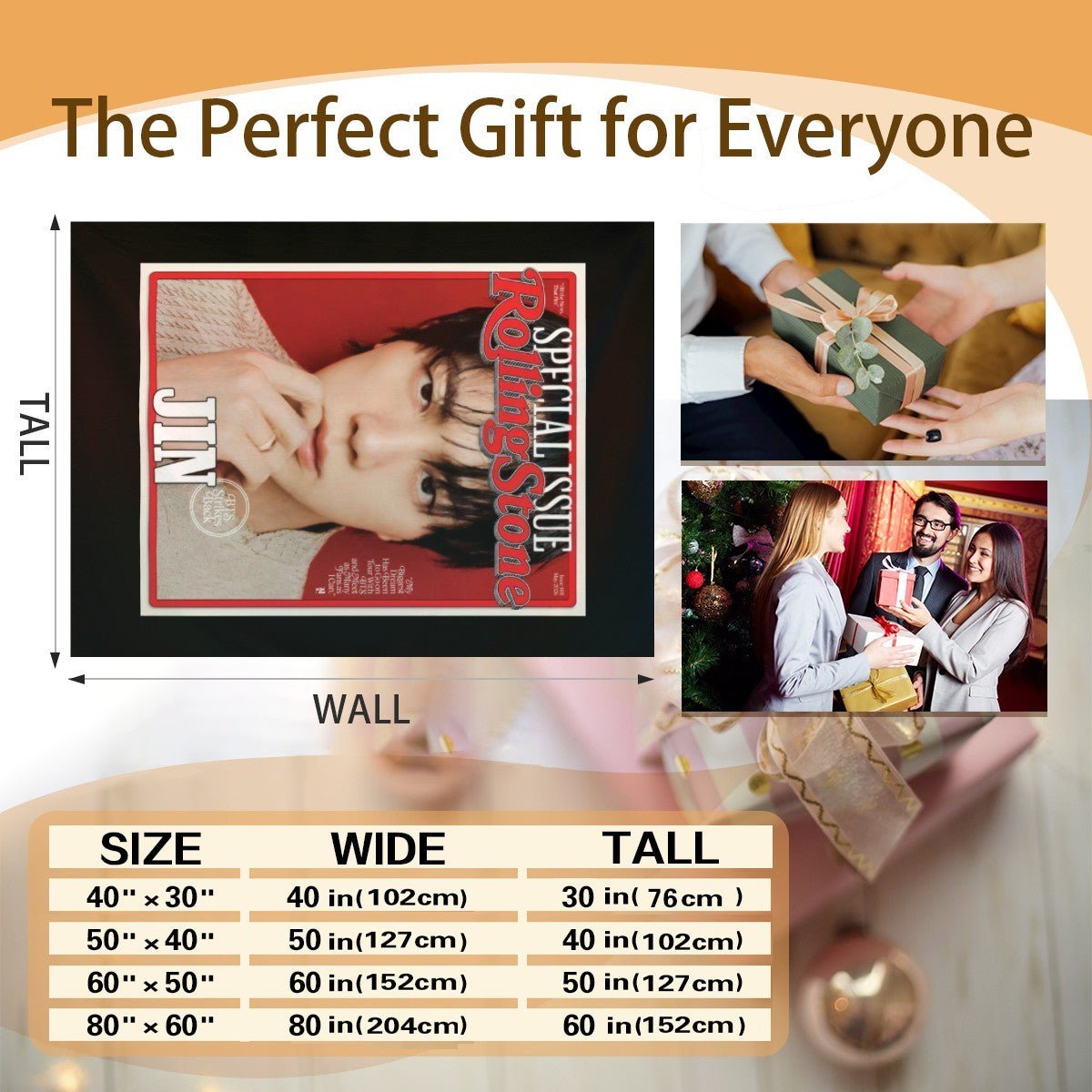 BTS Jin WWH - World Wide Handsome Rolling Stone Magazine cover - Flannel Breathable Blanket 4 Sizes! Blanket Throw - Beyond The Shoppe