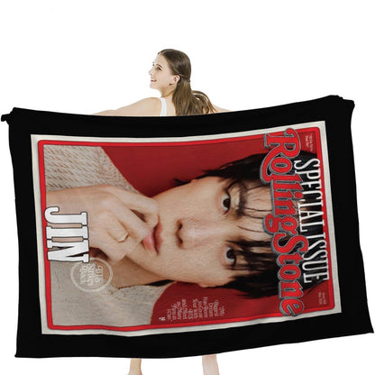 BTS Jin WWH - World Wide Handsome Rolling Stone Magazine cover - Flannel Breathable Blanket 4 Sizes! Blanket Throw - Beyond The Shoppe