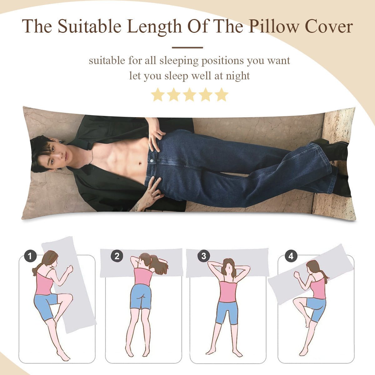 BTS JK body pillow case - 2 different Jungkook pictures! 3 sizes - bts JK full size double sided pillow case - bts jeon jungkook - Beyond The Shoppe