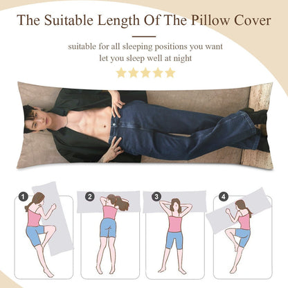BTS JK body pillow case - Stunning picture of JK and logos! 3 sizes - bts jk full size double sided pillowcase - bts jeon jungkook - Beyond The Shoppe