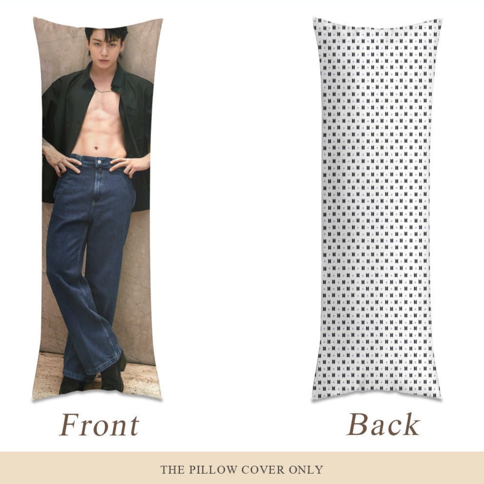 BTS JK body pillow case - Stunning picture of JK and logos! 3 sizes - bts jk full size double sided pillowcase - bts jeon jungkook - Beyond The Shoppe