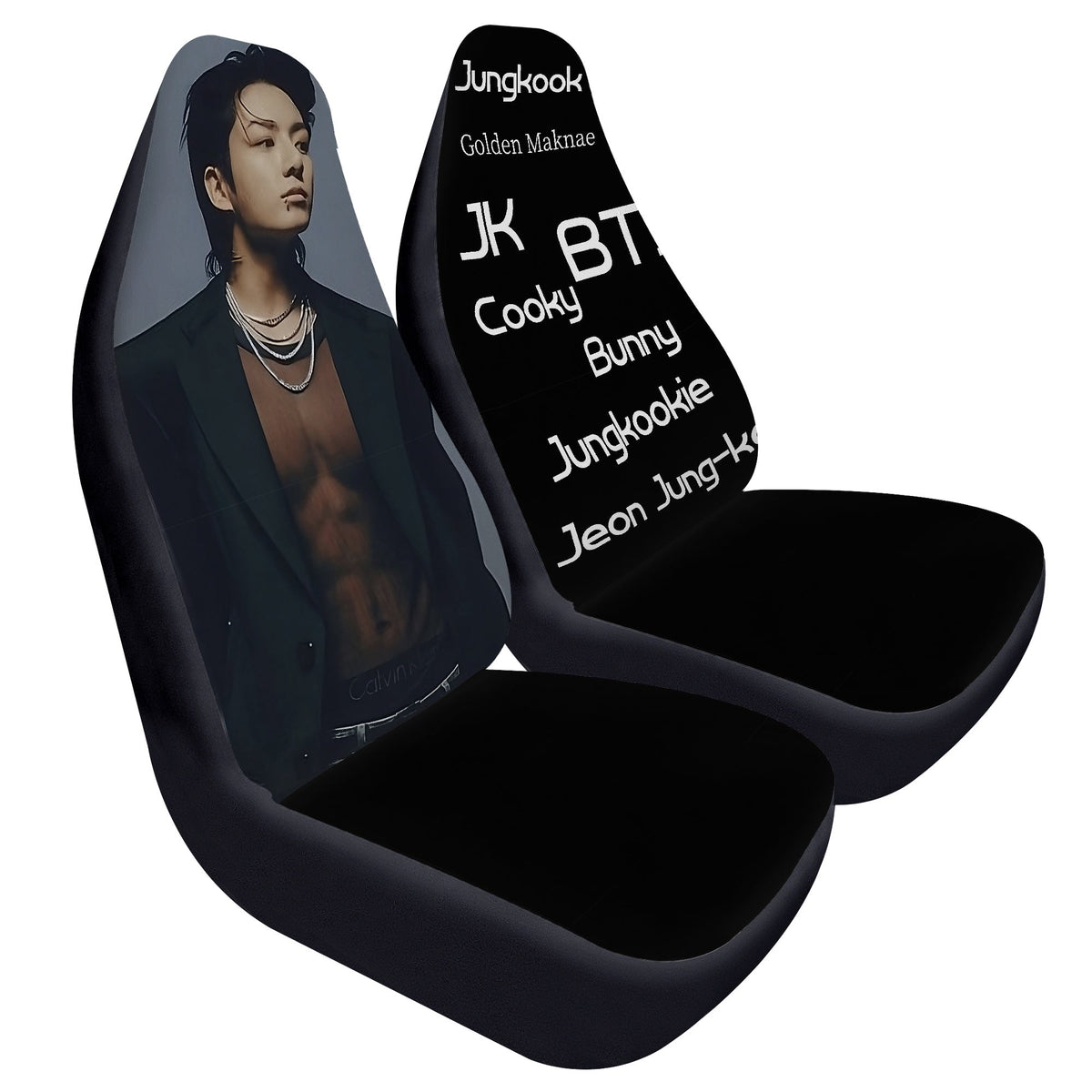 BTS JK Car Seat Microfiber Covers - Set of 2 - BTS car seat covers - bangtan army car accessories - ARMY gift - Beyond The Shoppe