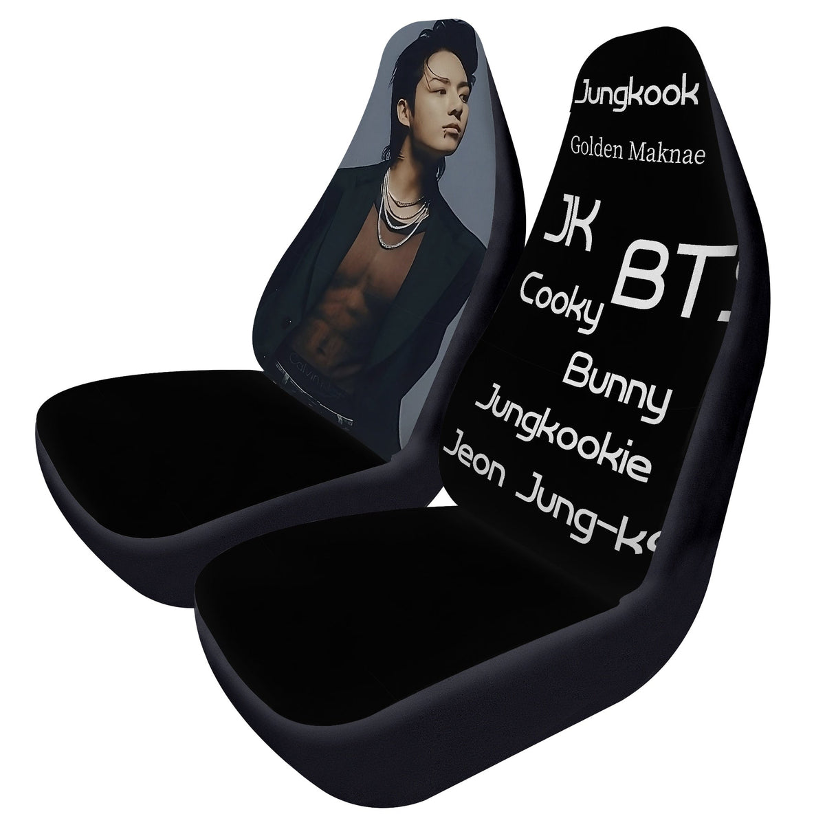 BTS JK Car Seat Microfiber Covers - Set of 2 - BTS car seat covers - bangtan army car accessories - ARMY gift - Beyond The Shoppe