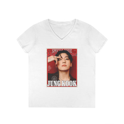 BTS JK Deep V - Neck Tee - Tshirt with Rolling Stones Cover Graphic & BTS Members Names on Back - 6 Sizes - Beyond The Shoppe