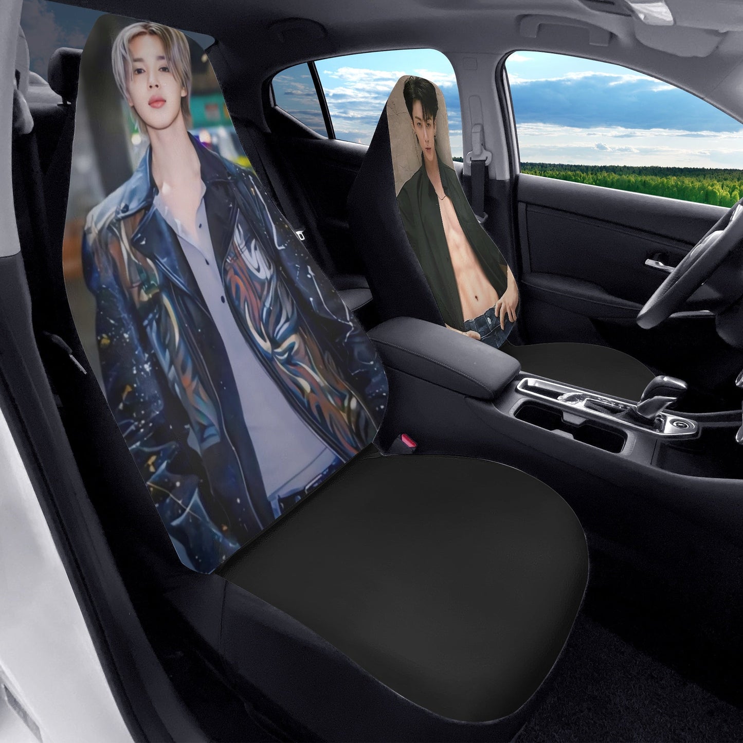 BTS JK & Jimin Car Seat Microfiber Covers - Set of 2 - BTS car seat covers - bangtan army car accessories - army gift - Beyond The Shoppe