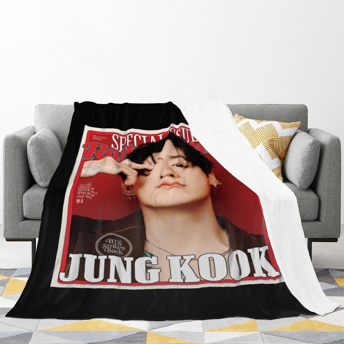 BTS JK Rolling Stone Magazine Cover Flannel Breathable Blanket 4 Sizes! Blanket Throw - Beyond The Shoppe