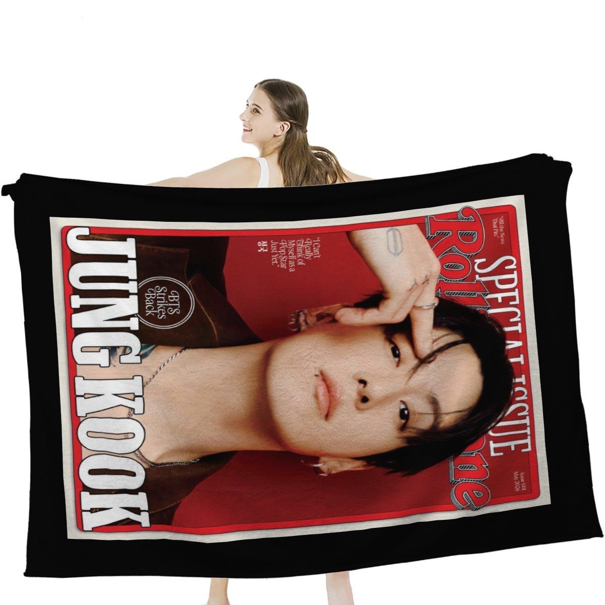 BTS JK Rolling Stone Magazine Cover Flannel Breathable Blanket 4 Sizes! Blanket Throw - Beyond The Shoppe