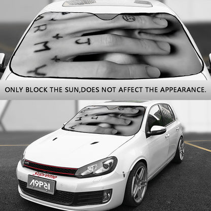 BTS JK Tattood hand / face Car shade - 2 options! Jungkook Windshield cover 3 sizes! BT21 Car Sun Shade - Gift Bangtan Fan, Army, Sunshade - Beyond The Shoppe