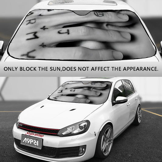 BTS JK Tattood hand / face Car shade - 2 options! Jungkook Windshield cover 3 sizes! BT21 Car Sun Shade - Gift Bangtan Fan, Army, Sunshade - Beyond The Shoppe
