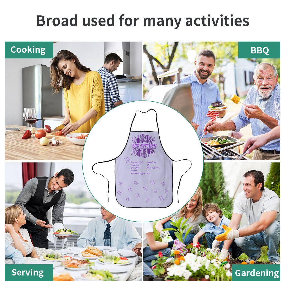 BTS Kitchen Apron - Adult's Apron - Korean literary style - Cotton Linen - Great for up & coming chefs! - Beyond The Shoppe