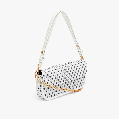 BTS Leather Purse - With Black Logos on White Leather - Women’s Underarm Bag - Beyond The Shoppe