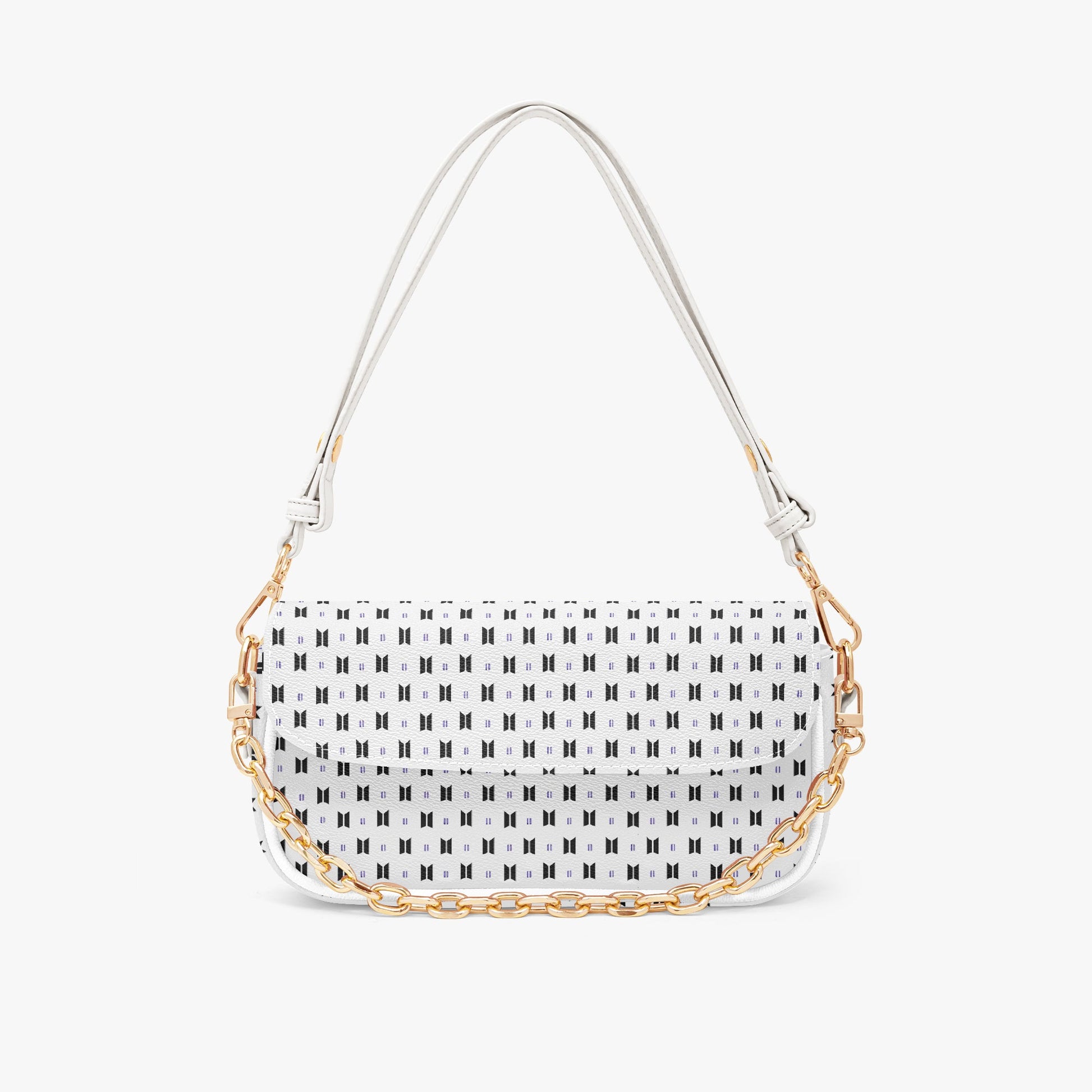 BTS Leather Purse - With Black Logos on White Leather - Women’s Underarm Bag - Beyond The Shoppe