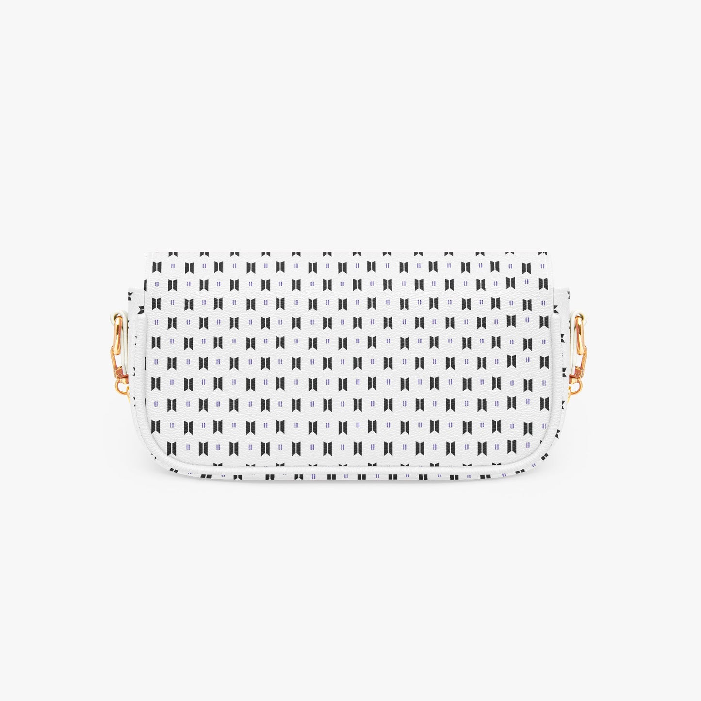 BTS Leather Purse - With Black Logos on White Leather - Women’s Underarm Bag - Beyond The Shoppe