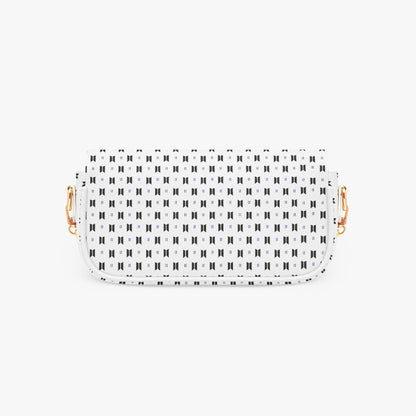 BTS Leather Purse - With Black Logos on White Leather - Women’s Underarm Bag - Beyond The Shoppe