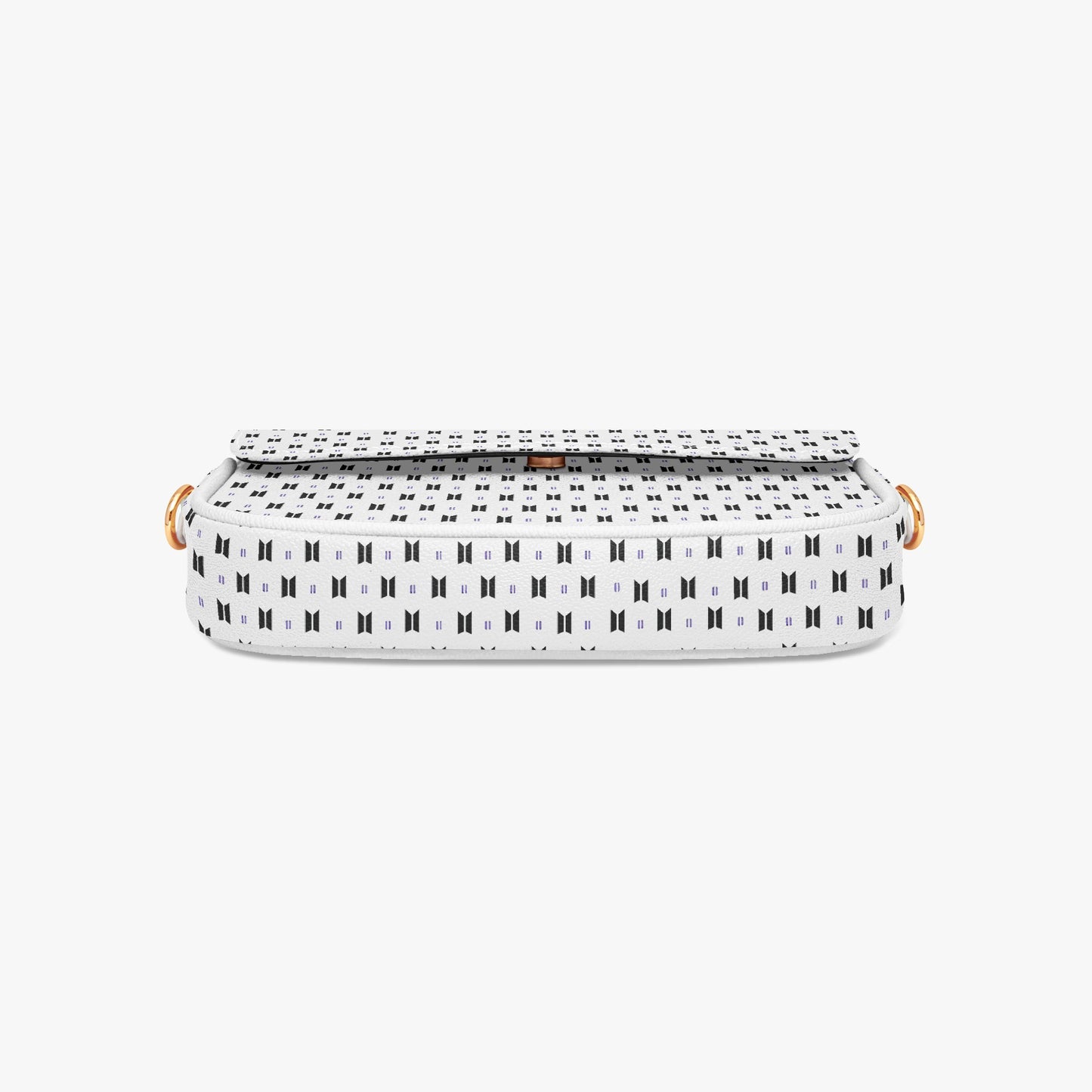 BTS Leather Purse - With Black Logos on White Leather - Women’s Underarm Bag - Beyond The Shoppe