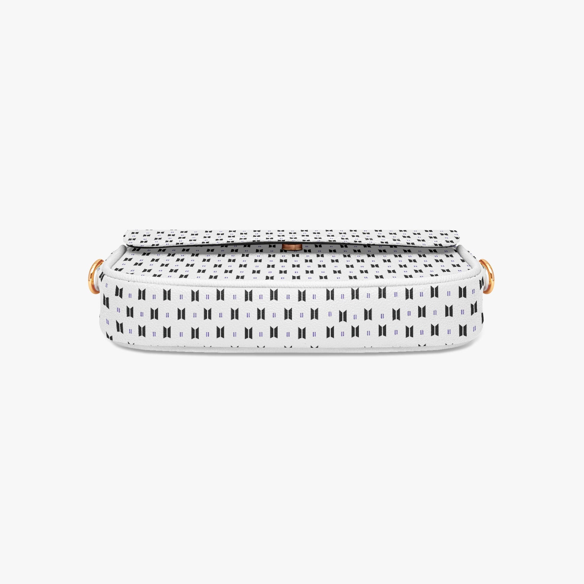 BTS Leather Purse - With Black Logos on White Leather - Women’s Underarm Bag - Beyond The Shoppe